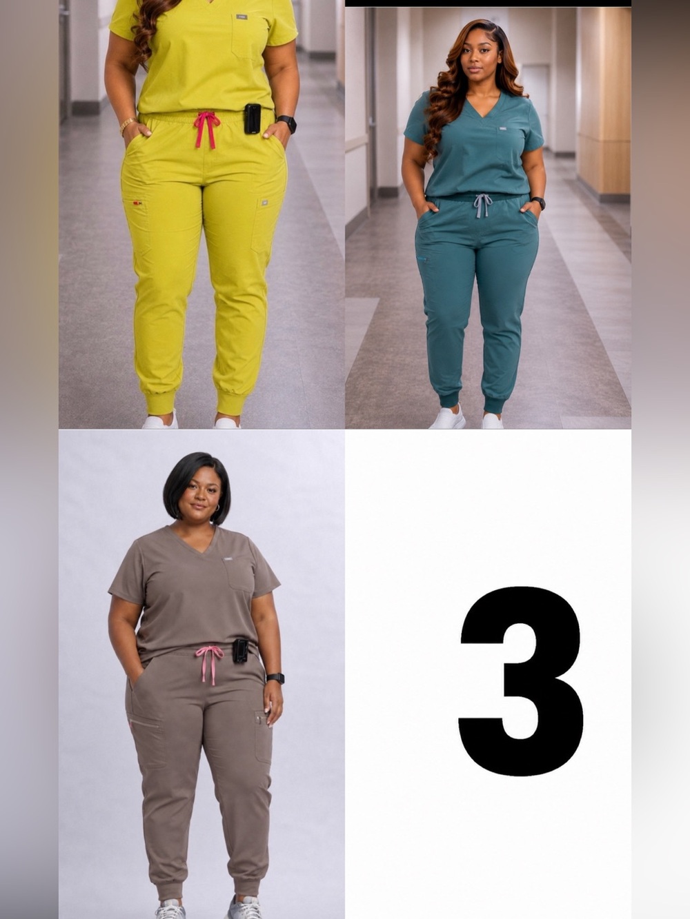 3 SET Figs bundle Catrina Top and Zamora Women's Taupe Scrub 4XL